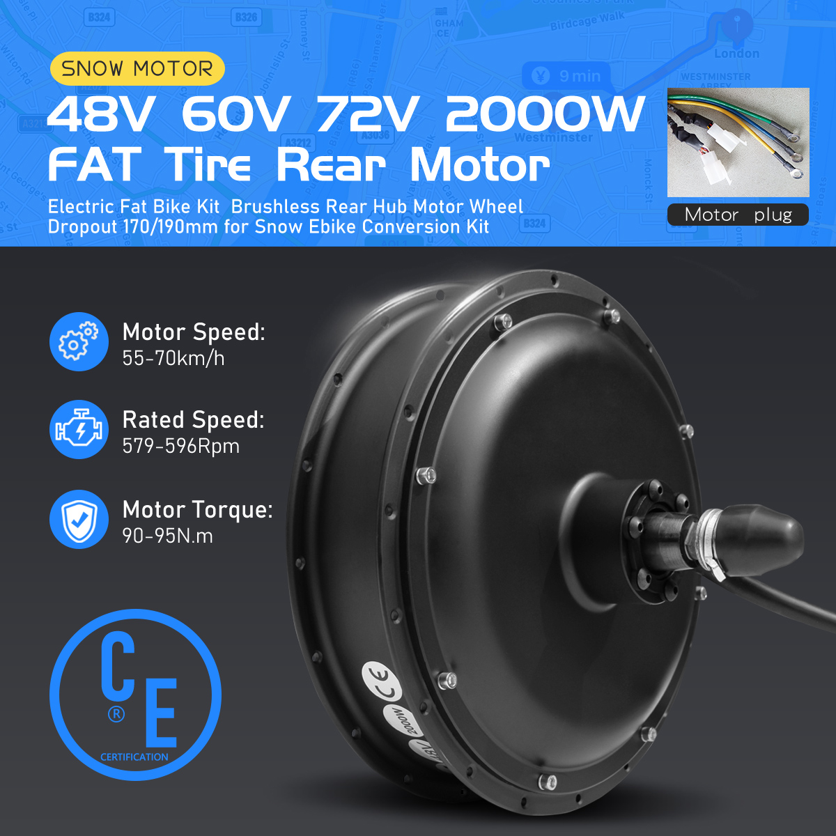 Fat Tire Ebike Conversion Kit 2000W - Мотор-колесо для электровелосипеда с толстыми шинами,