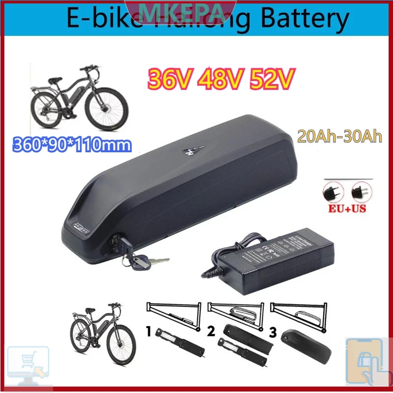 🔋 36-48-52 В для электрическог – обзор и цена Ebike Battery 48V 20Ah Hailong