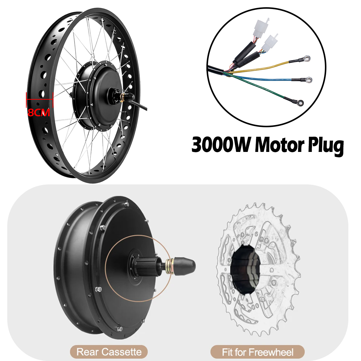 72 В 3000 Вт Бесщеточный безре – обзор и цена 72V 5000W Hub Motor Kit